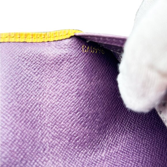 Louis Vuitton LV Yellow Epi Leather Long Wallet With Purple Interior - Picture 11 of 13